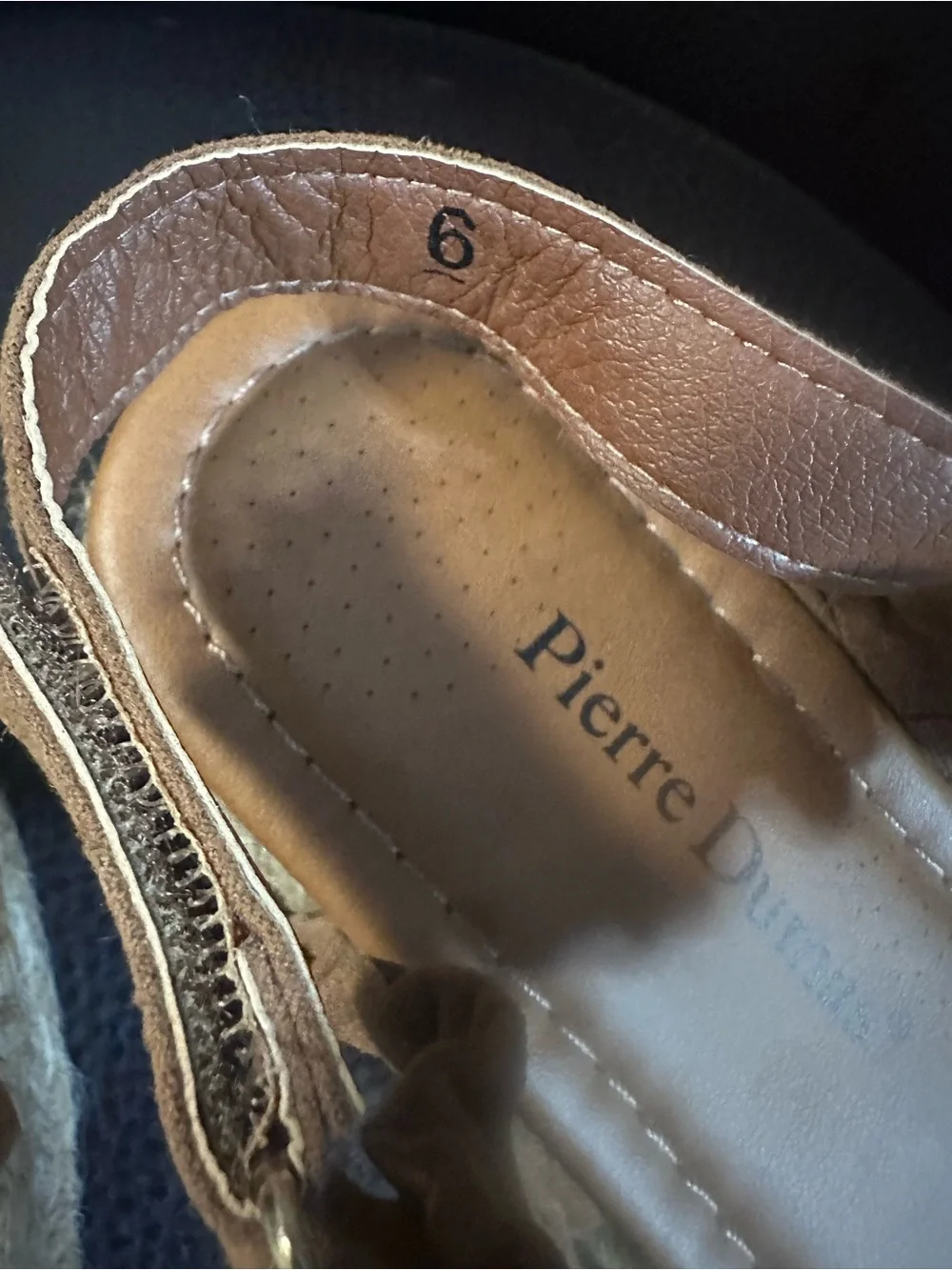 Pierre Dumas Size 6 Brown Ruffle Espadrille Platform Sandals